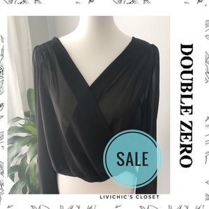 DOUBLE ZERO Black Long Sleeved Blouse